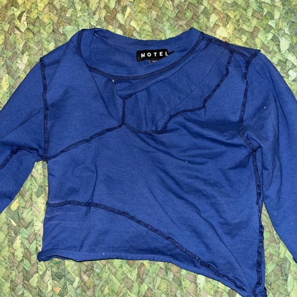 Long sleeve blue seam detail shirt - Picture 2 of 5